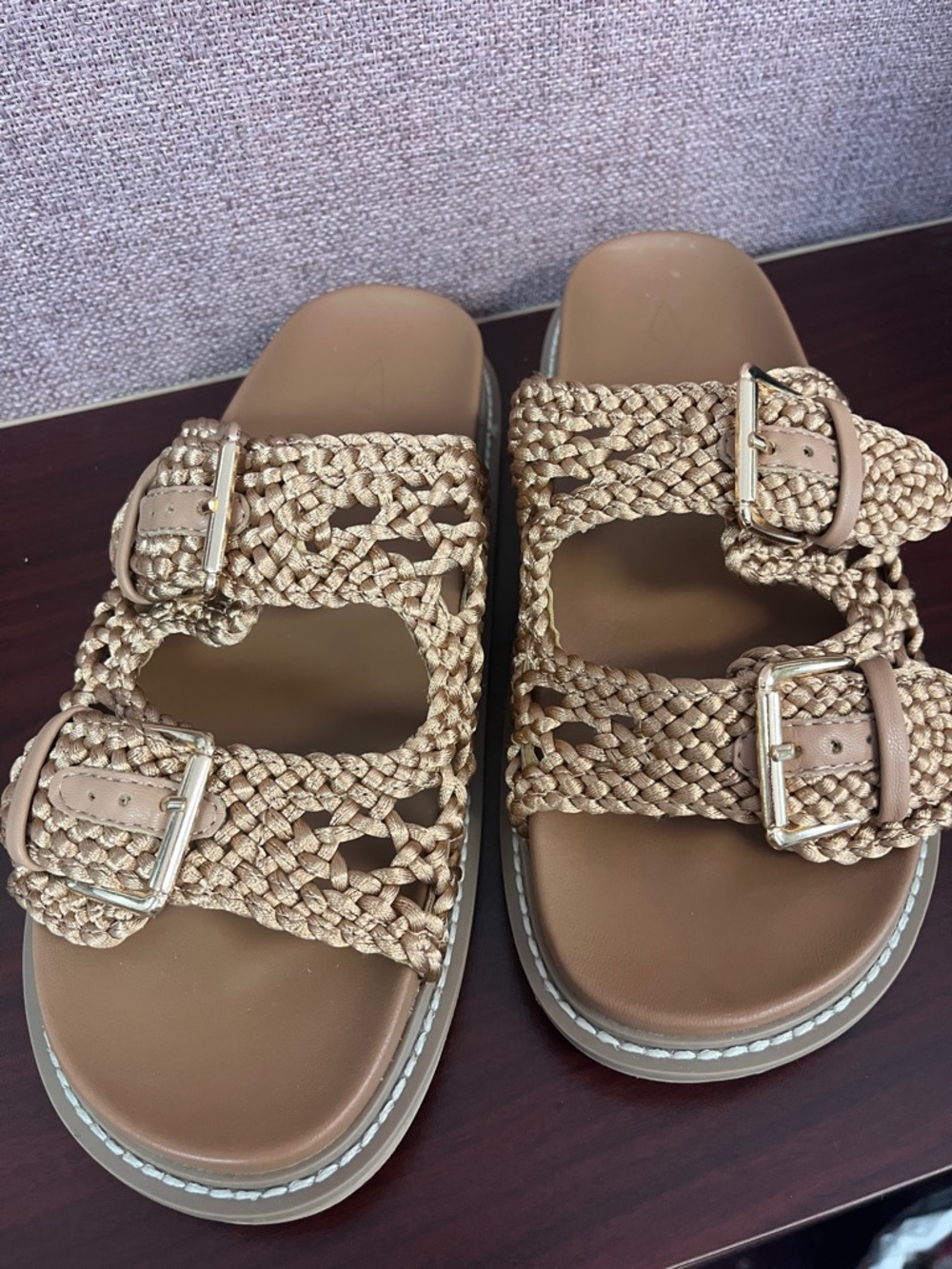 JOIE WOMEN'S WEAVER SLIDE SANDALS WOVEN TAN BRONZE SIZE 7.5